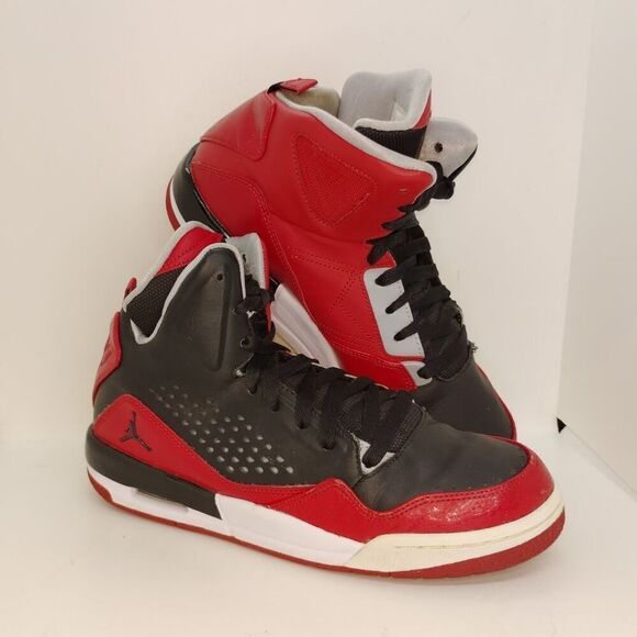 Nike Air Jordan Flight SC3 Boys Pre-owned Black/Red/Gray Hi-Top Sneakers-sz. 7Y - Picture 1 of 7